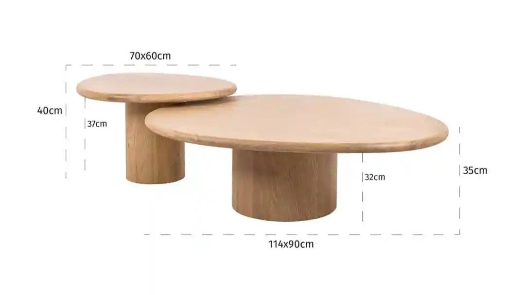 OAKLEY Coffee Table Set Oak Veneer
