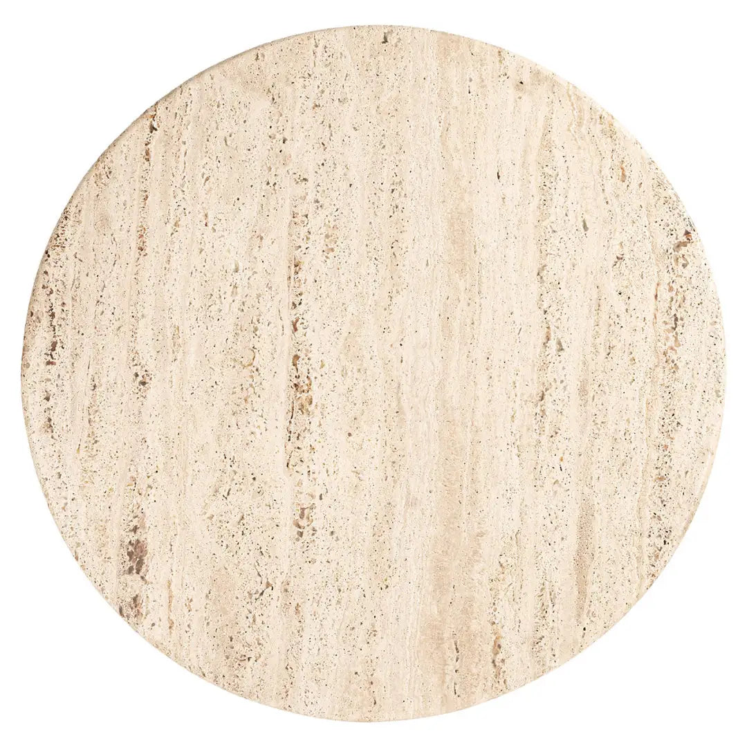 Round coffee table DOUGLAS travertine with wooden base