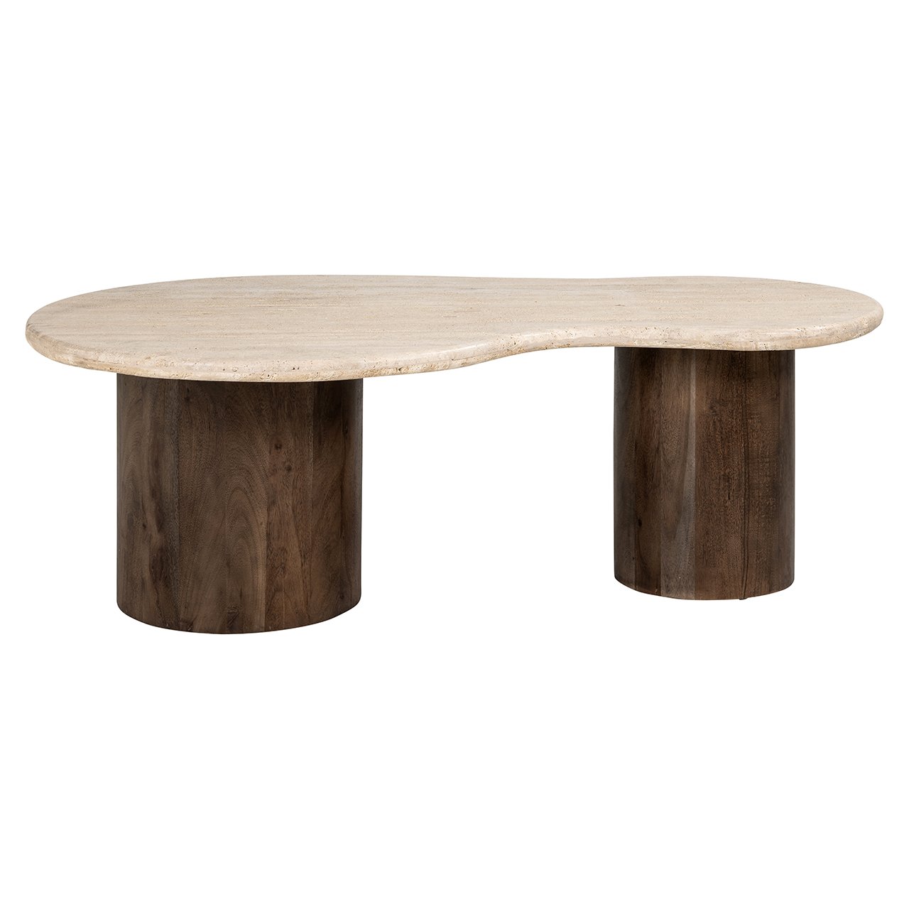 DOUGLAS coffee table travertine with wooden base