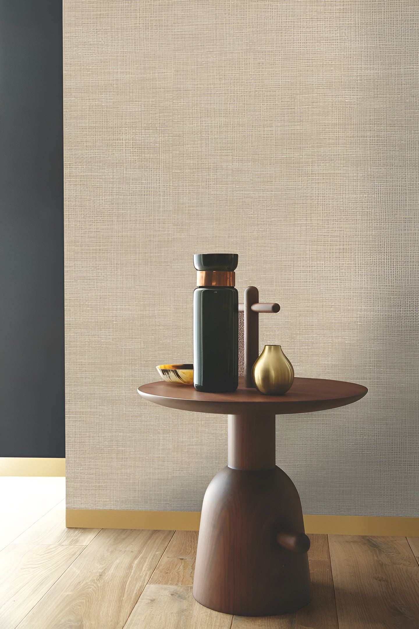 Structural wallpaper imitating linen canvas SHINOK - SABLE beige-pink