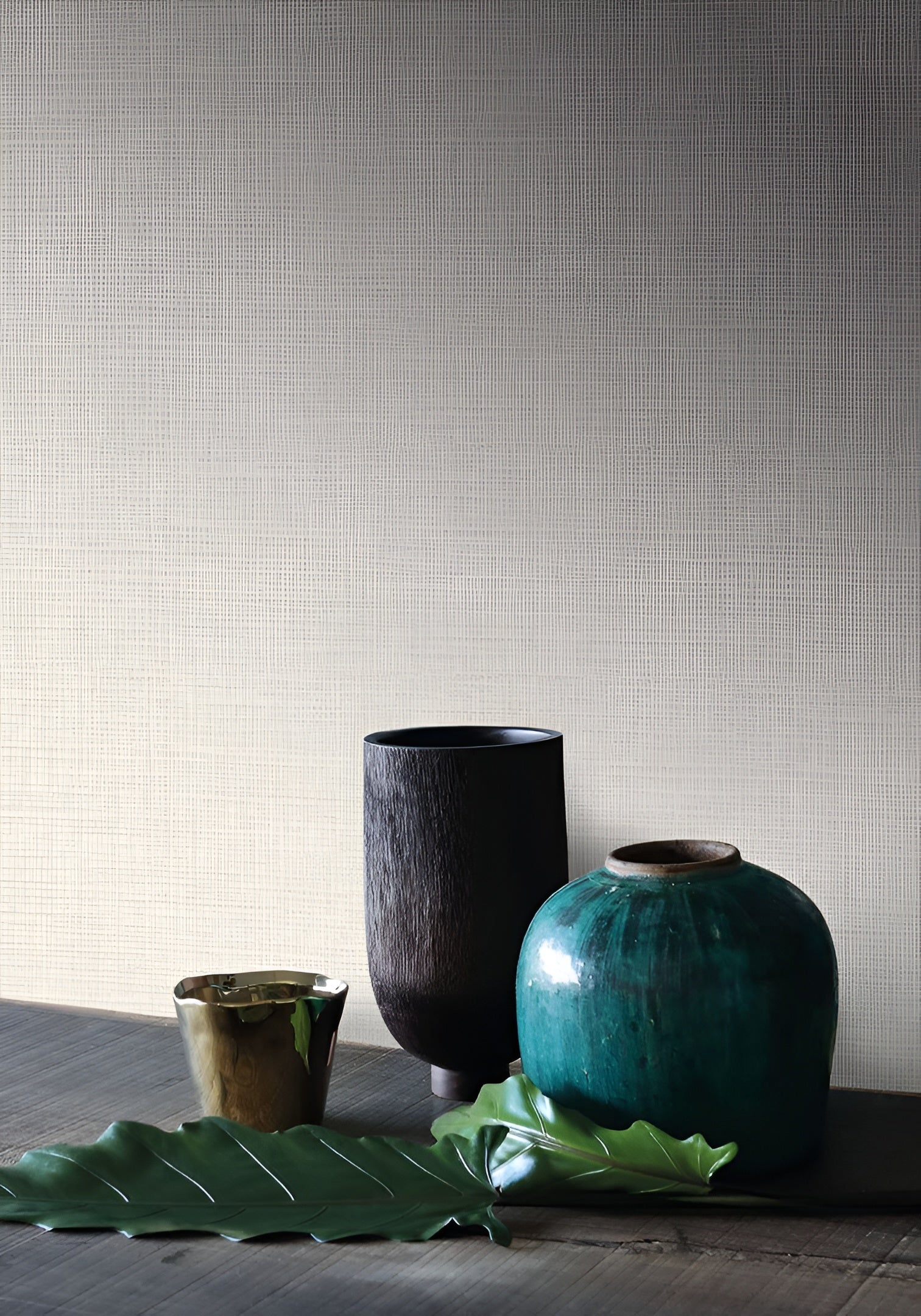 Structural wallpaper imitating canvas CARIOCA - NEIGE broken white