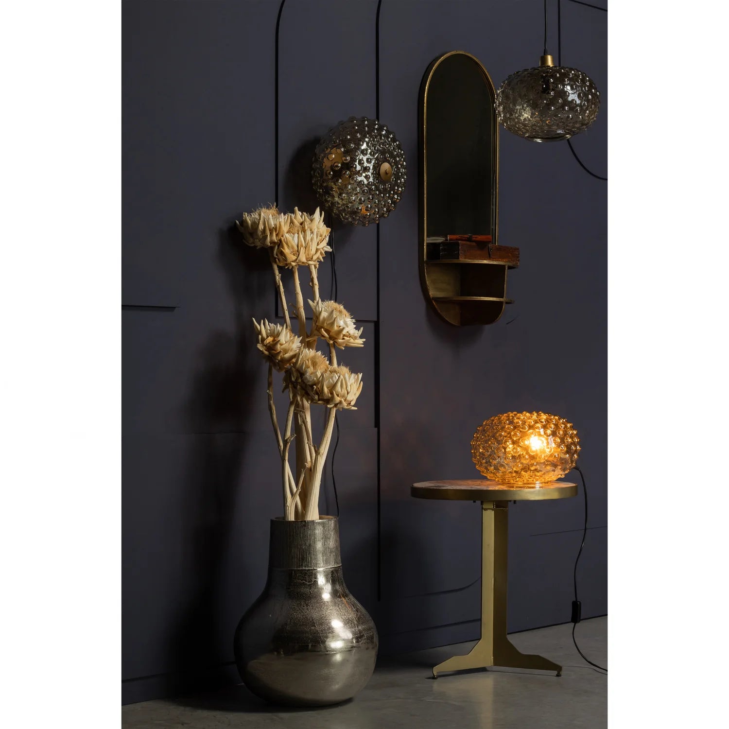 Cute marble side table with a brass base