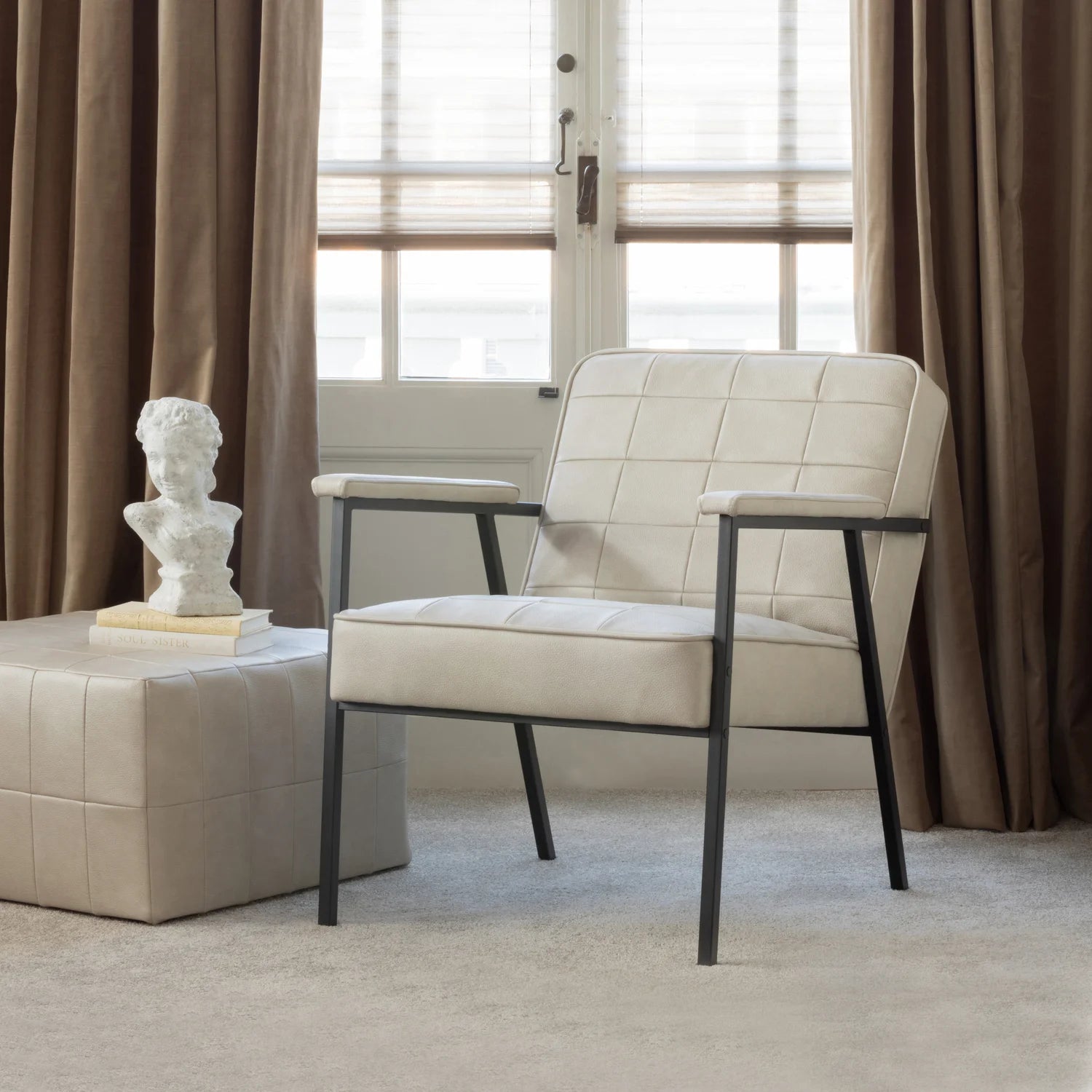 Chair patchwork gray -leather eco -leather