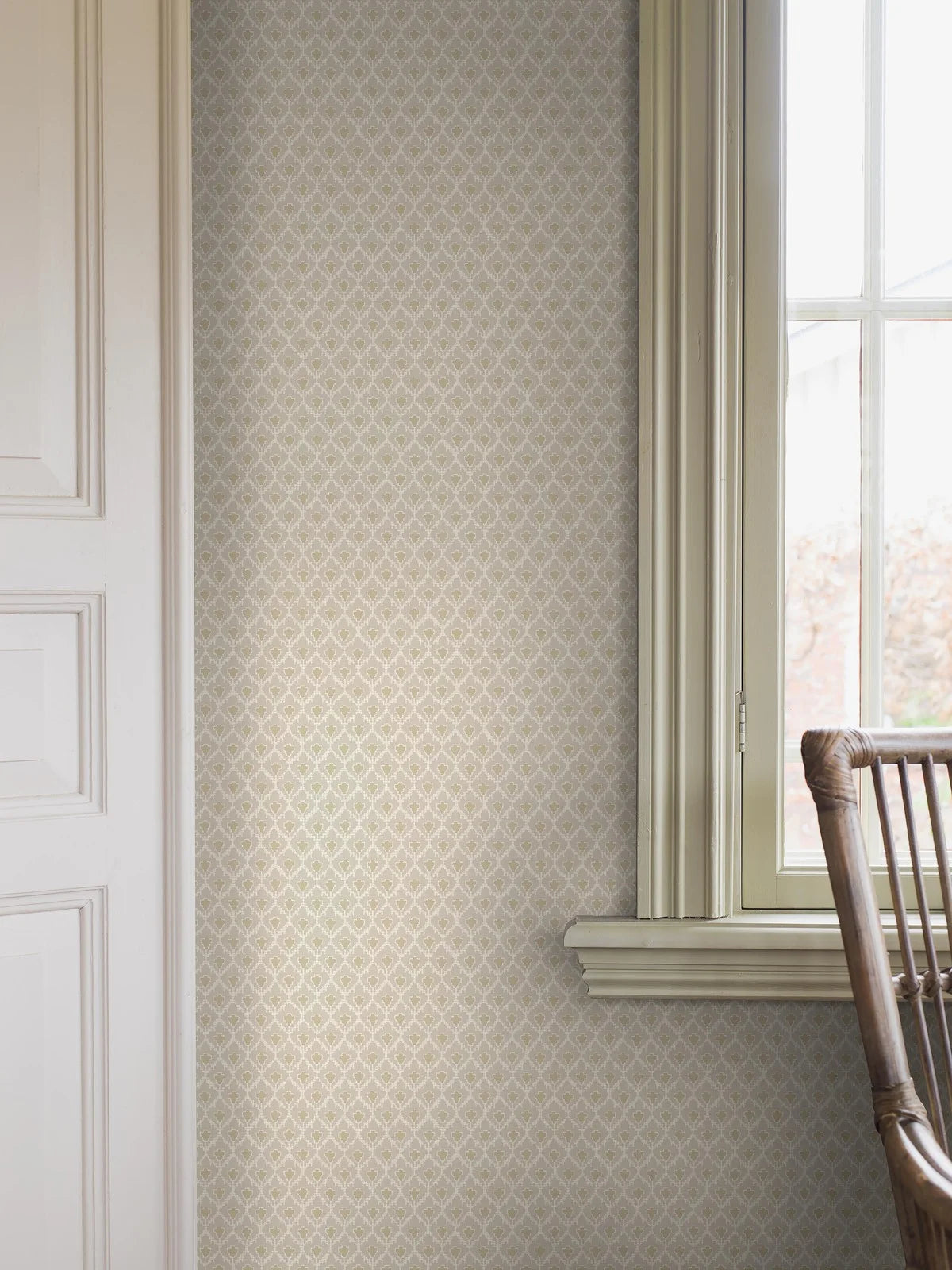 Non-woven paper wallpaper with geometric pattern SVEA beige