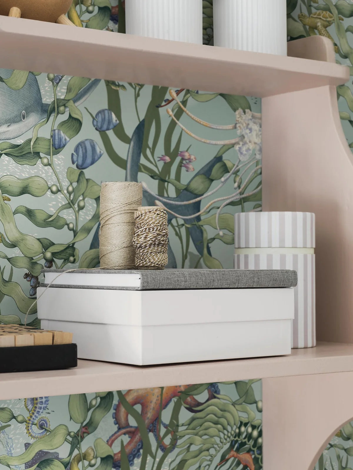 Children's wallpaper with an underwater animals theme UNDERWATER MAGIC turquoise