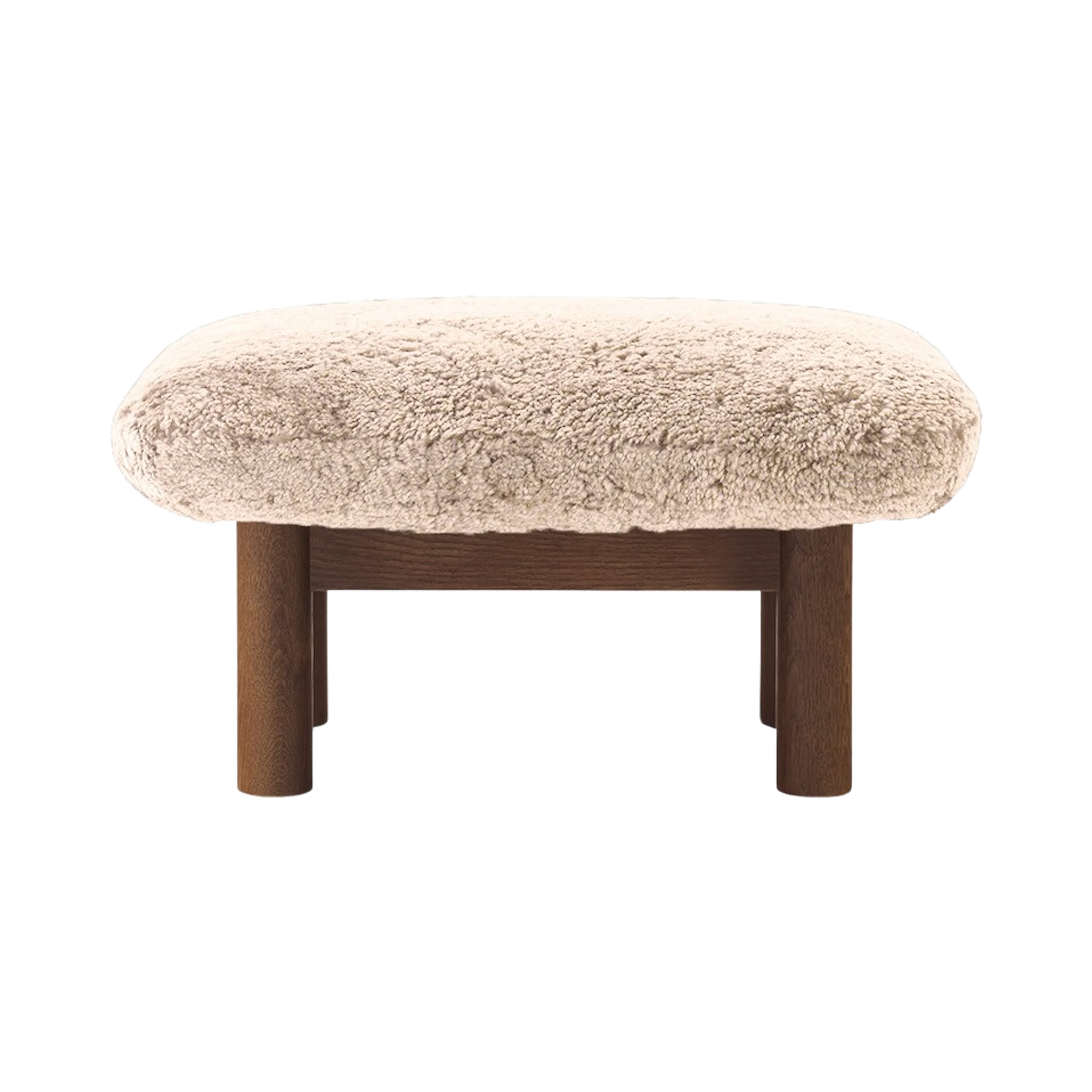 BRASILIA footstool sheepskin with dark oak base [Julia]
