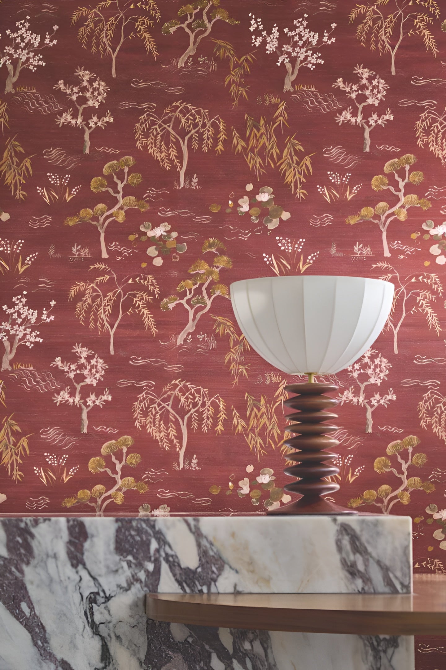 Tapeta z motywem roślinnym LEGENDES - IVOIRE jasnobeżowy