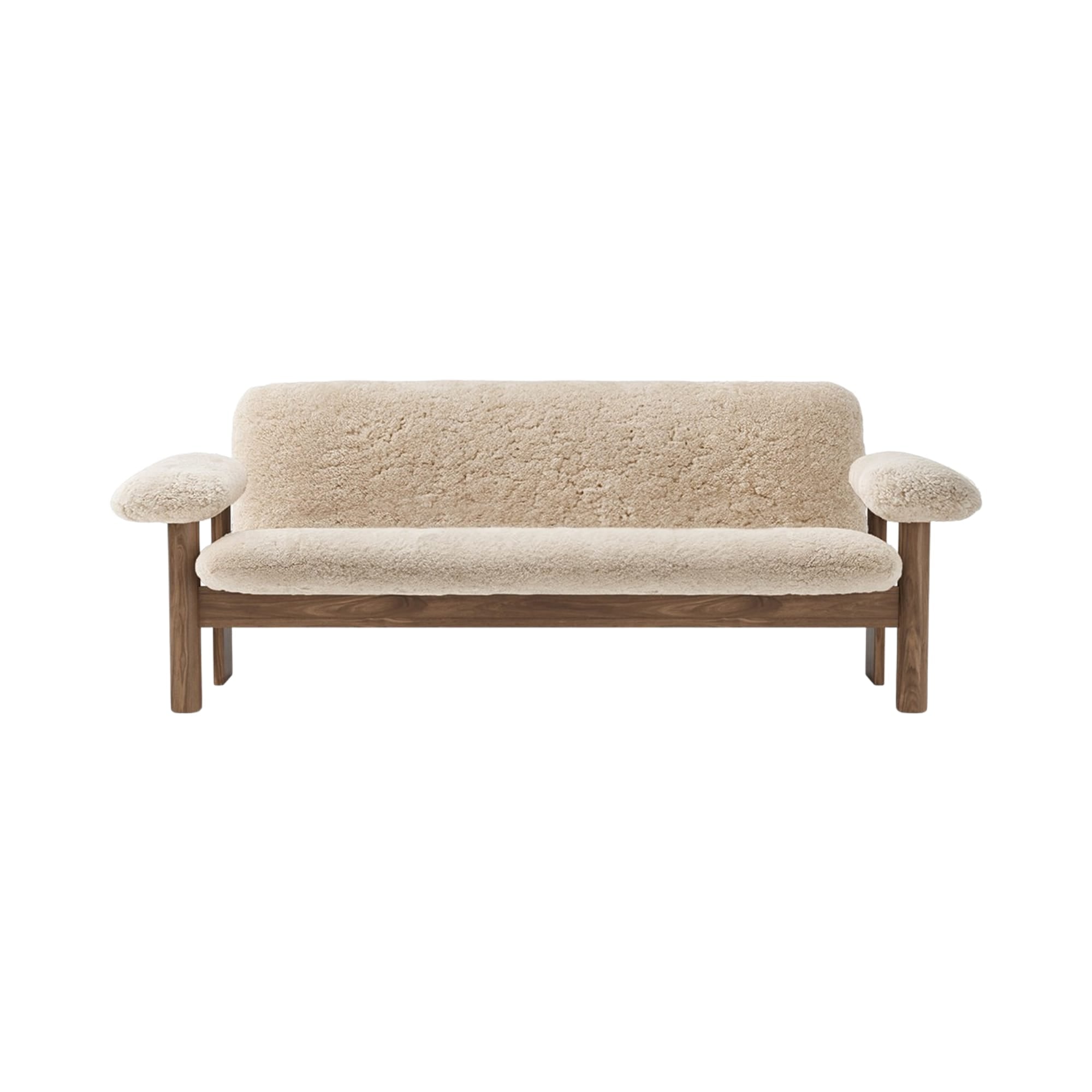BRASILIA sofa sheep leather with walnut base [Julia]