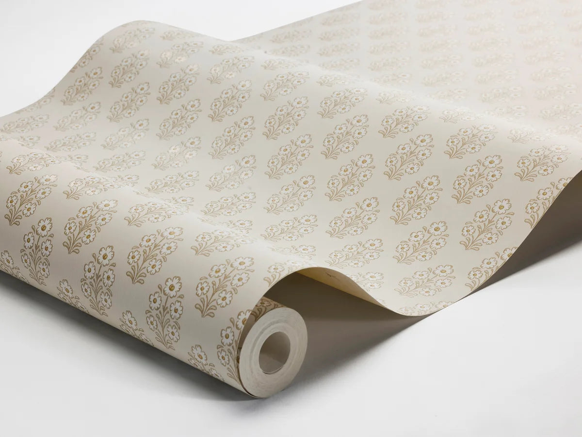 SIBYLLA Cream Floral Pattern Wallpaper with Beige