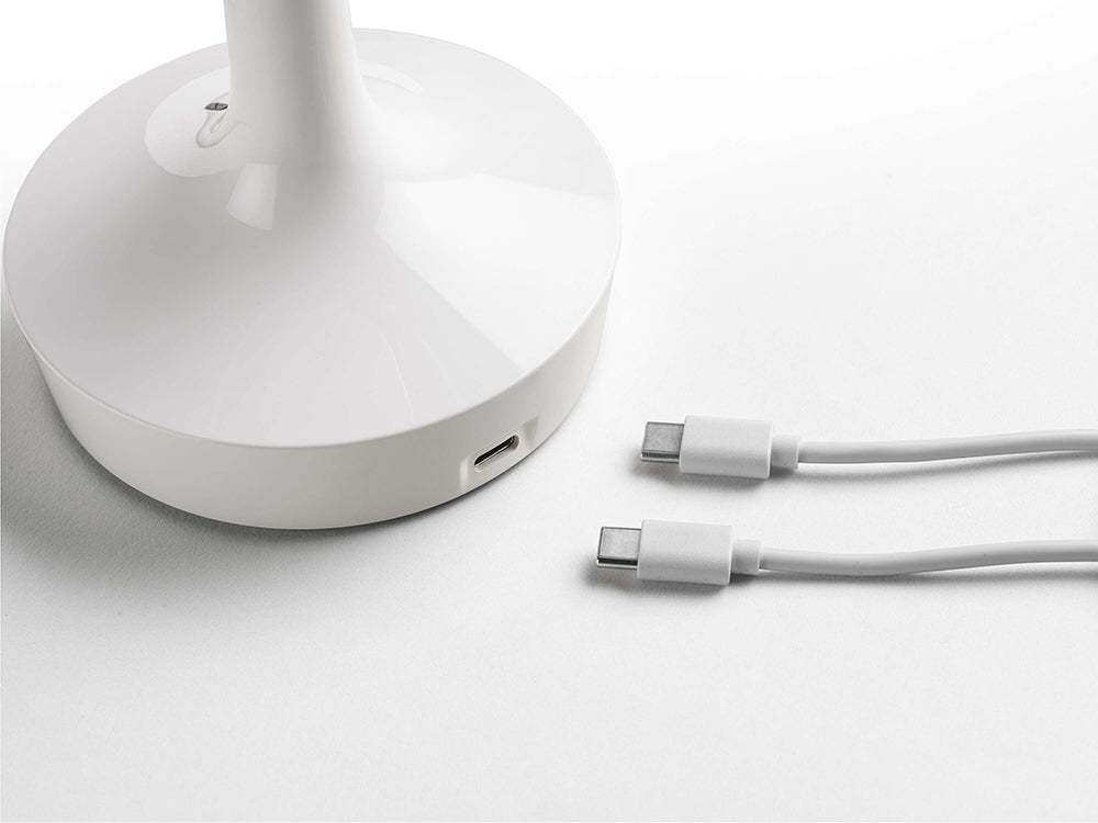 Tragbare Lampe BON JOUR UNPLUGGED verchromt mit transparentem Schirm