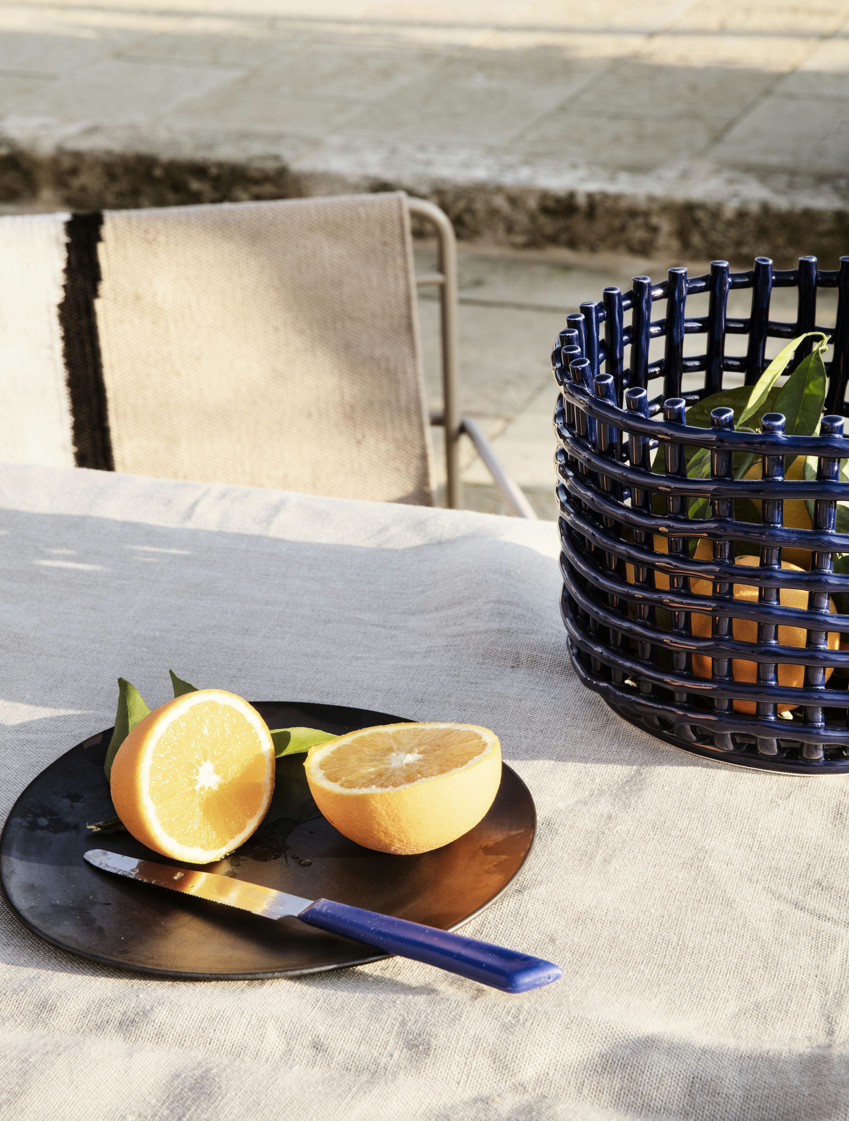 Ceramic basket Basket blue