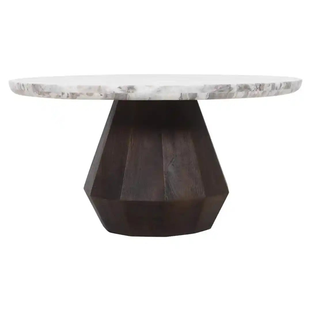 Couchtisch OBEROY Marmor mit braunem Mangoholz
