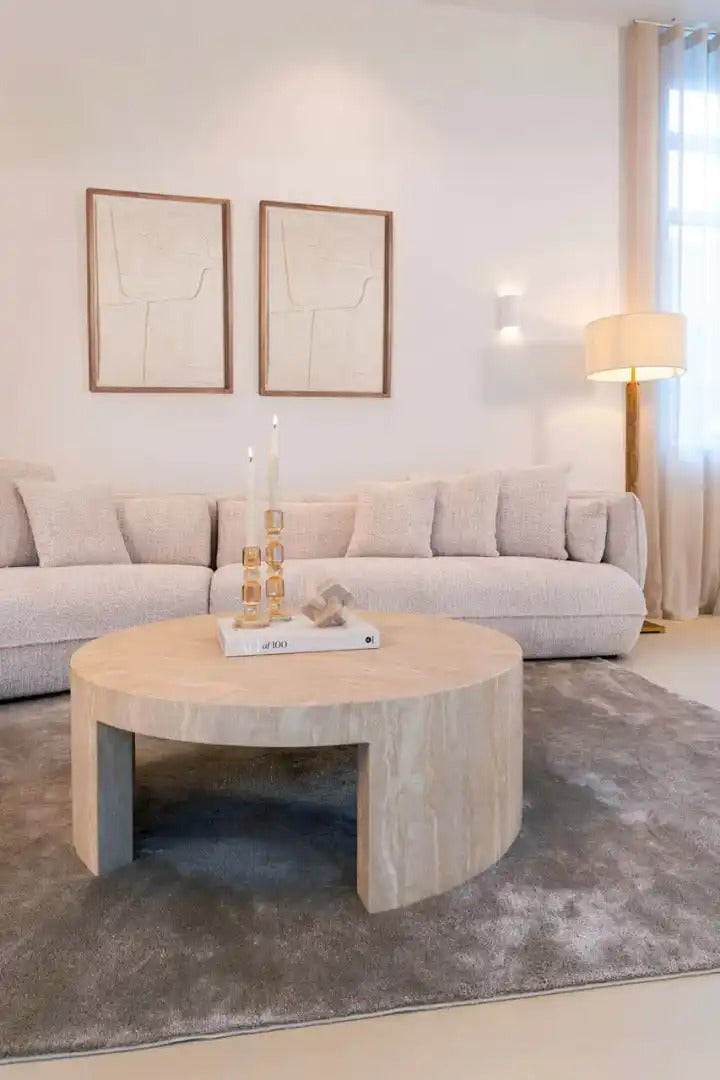 Runder Couchtisch BILTMORE beige Travertin