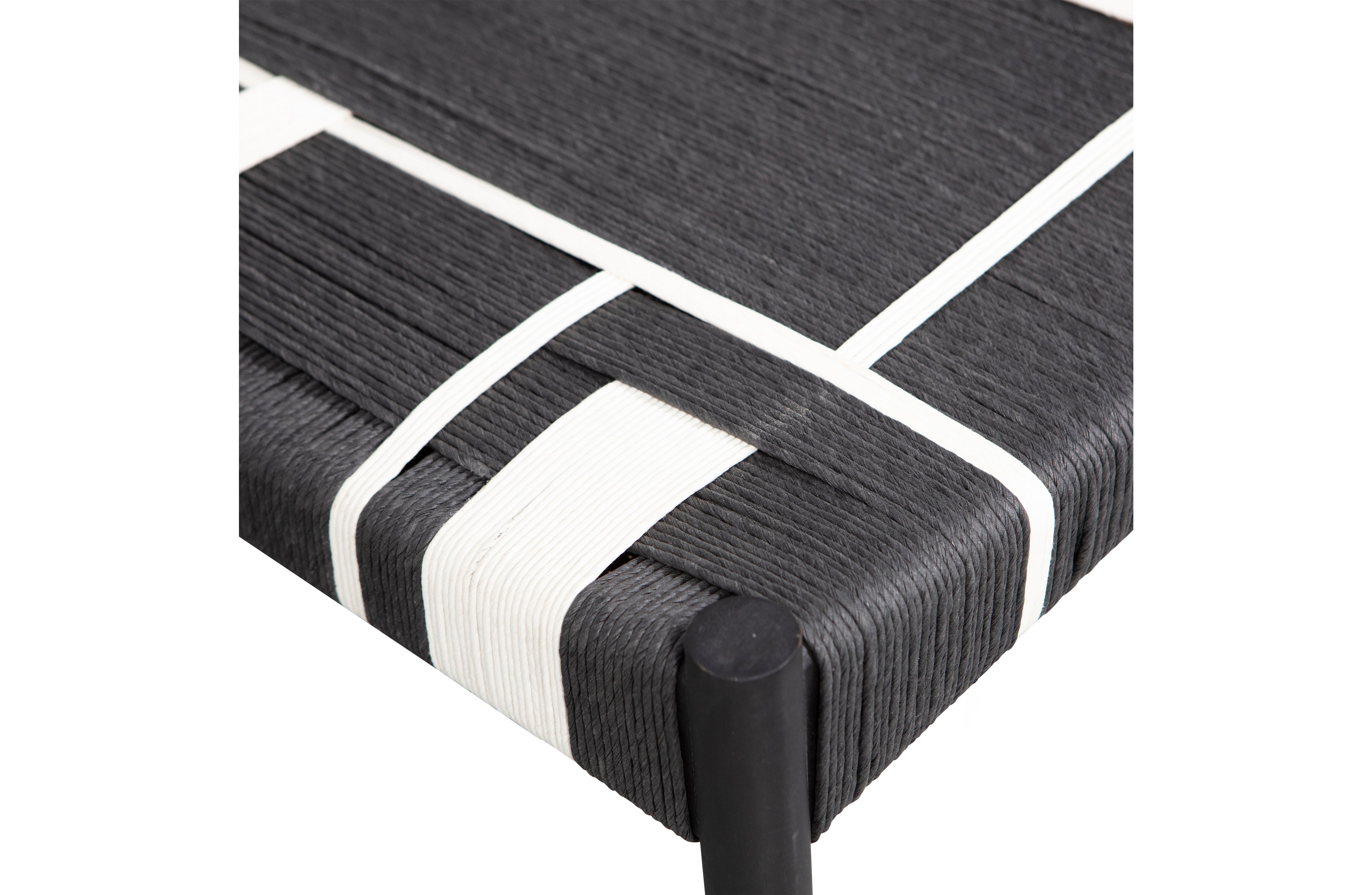 Jessy Bench Mango Wood/Cord Black/White