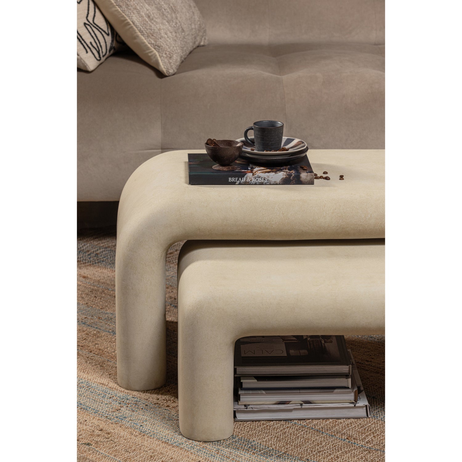 Set of 2 - Stani Coffee Tables Fiber Clay Natural