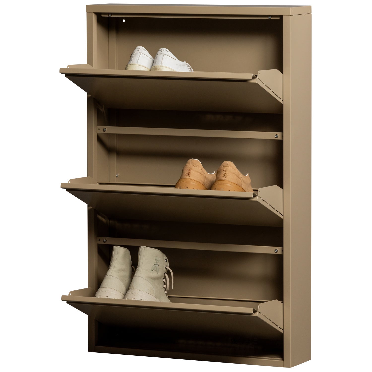 SABINE 3-COMPARTENT SHOE CABINET METAL SAND
