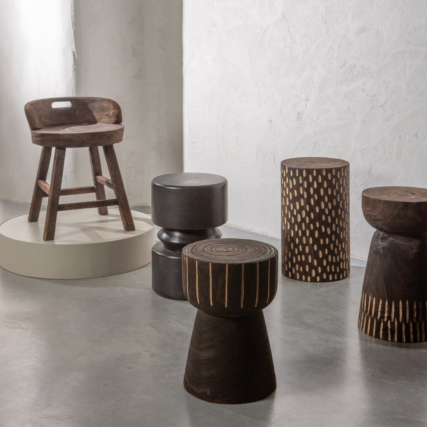 Perry Stool Wood Dark Brown