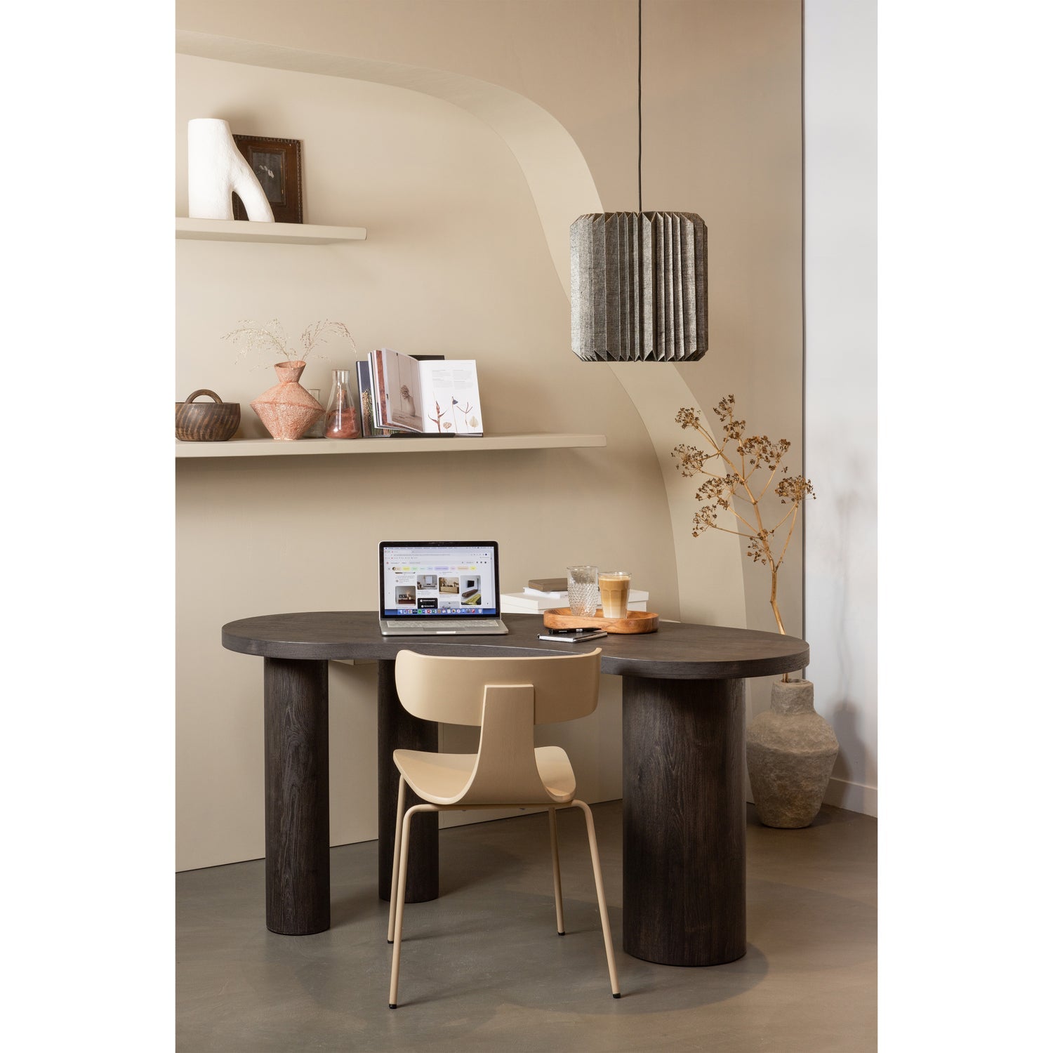 Form Wooden Chair with Metal Legs Sand