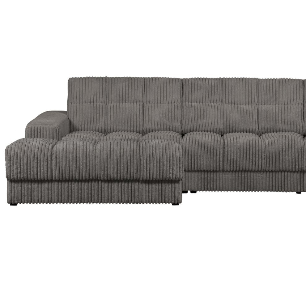 Linksseitige Eckcouch SECOND DATE grauer Cordstoff