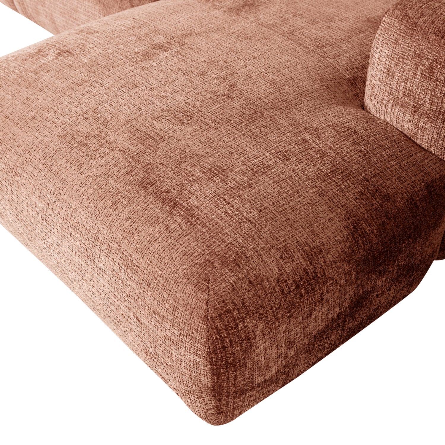 Right-facing modular CLOUD corner sofa terracotta