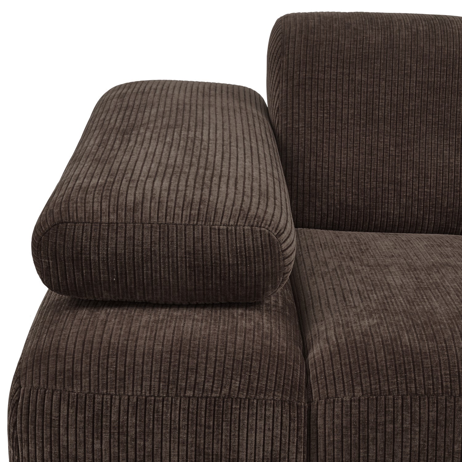 Modulares Sofa MOJO - 1-sitziges Element linksseitig in dunkelbraunem Cord [Klaudia]