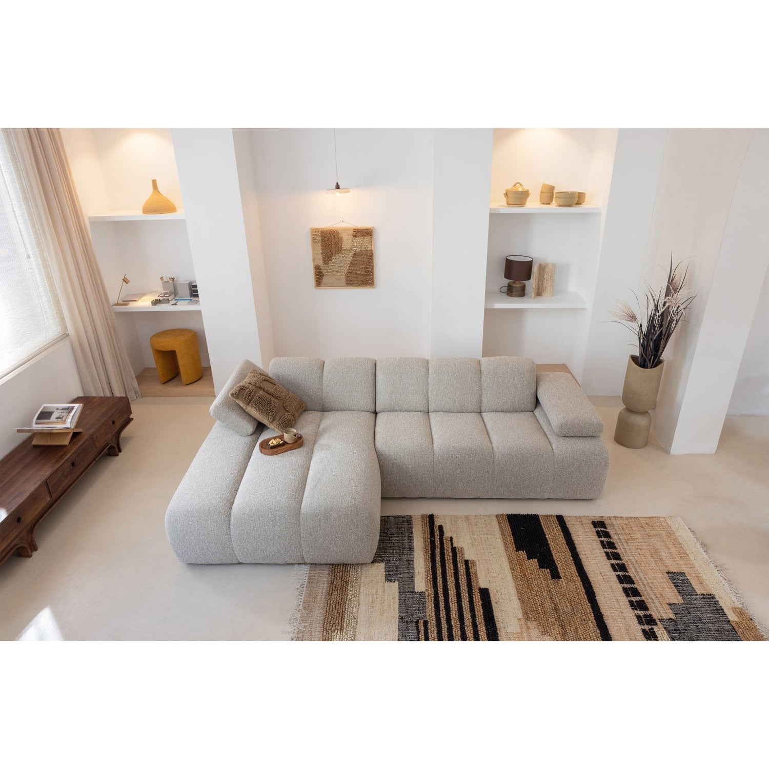 MOJO Modular Sofa - Left-Arm Chaise in Rusty Brown Sheepskin