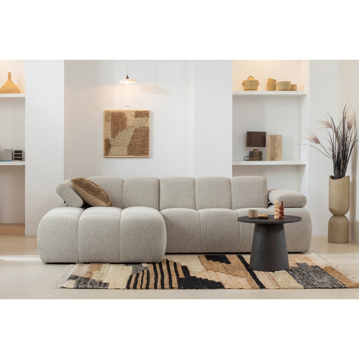 Left-facing modular sofa MOJO ecru corduroy