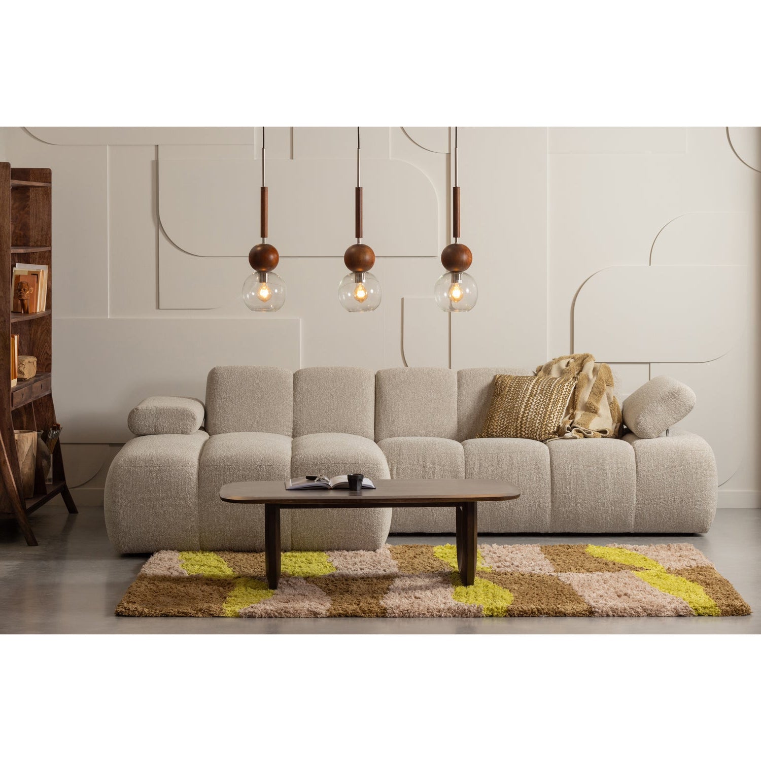 Left-facing modular corner sofa MOJO brown lambskin