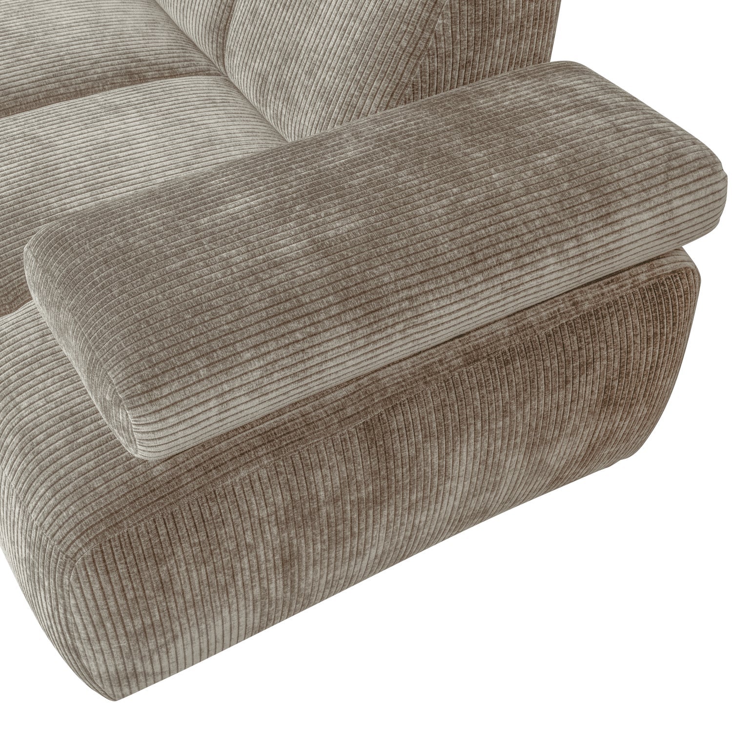 Modularer, linksseitiger 6-Sitzer MOJO in dunkelbeigem Cord
