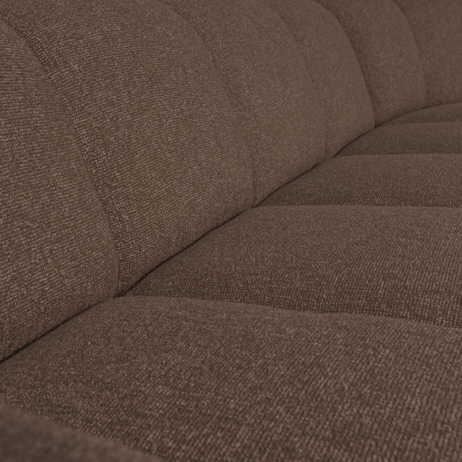 Right-facing modular sofa for 6 people MOJO brown mélange boucle