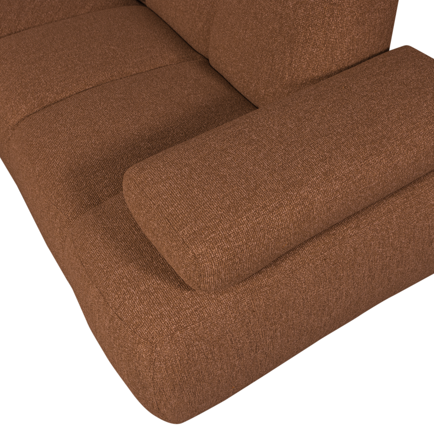 Right-facing modular sofa for 6 people MOJO rust brown mélange boucle