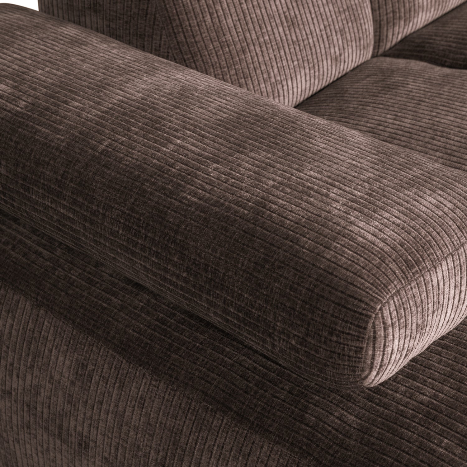 Left-facing modular corner sofa MOJO in dark brown corduroy