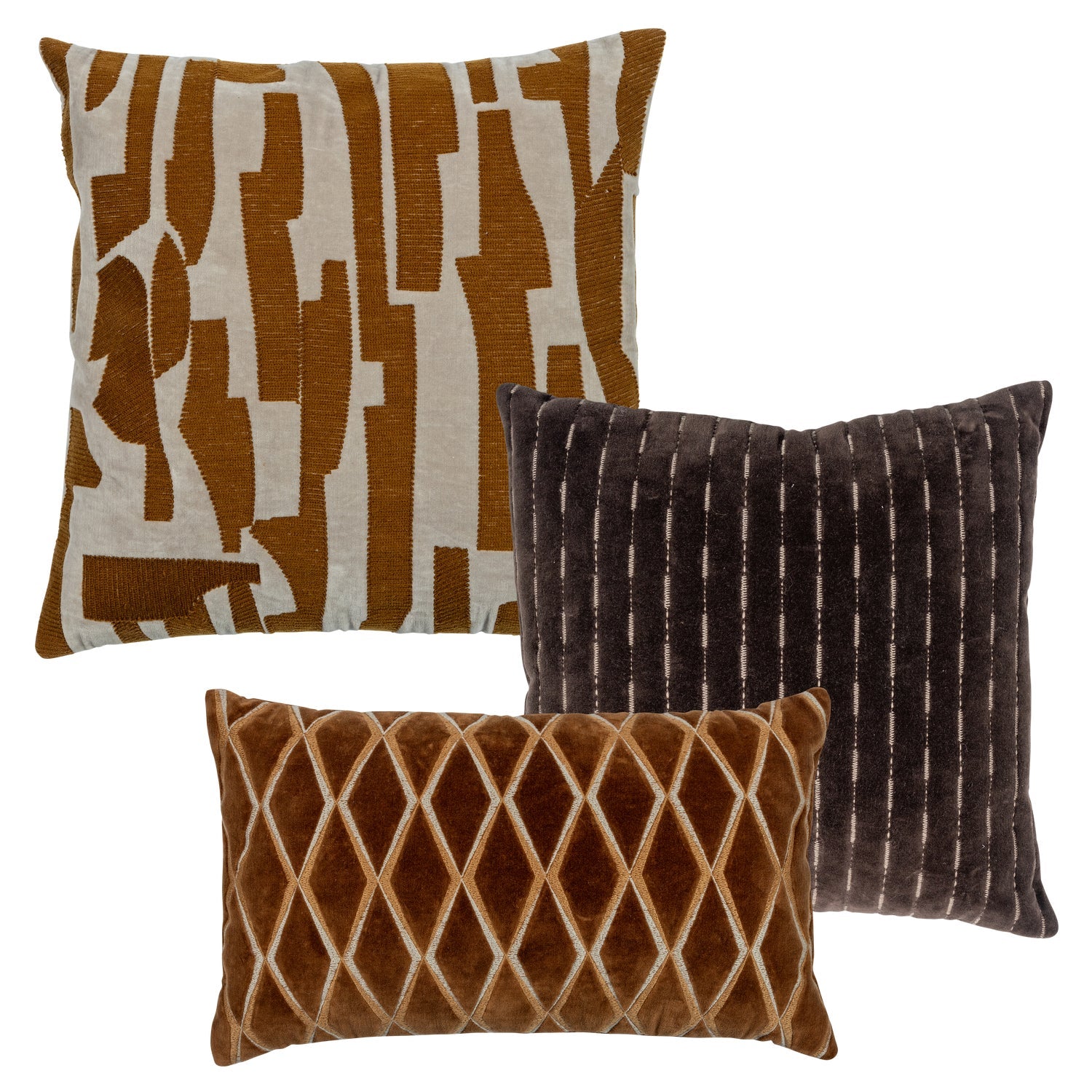 Set of 3 - Isai Cushions Brown