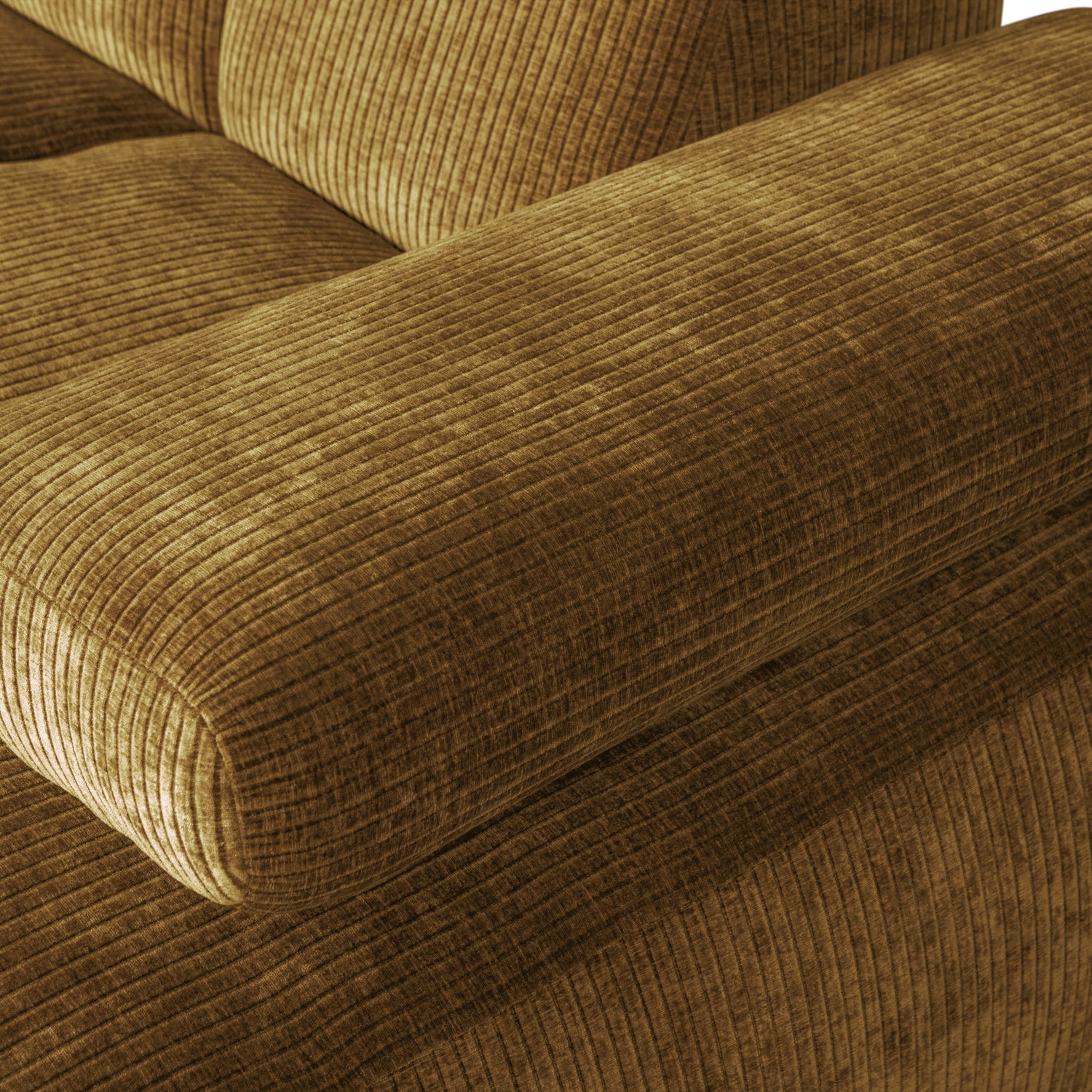 Modularer rechter Ecksofa MOJO in dunklem Honigcord
