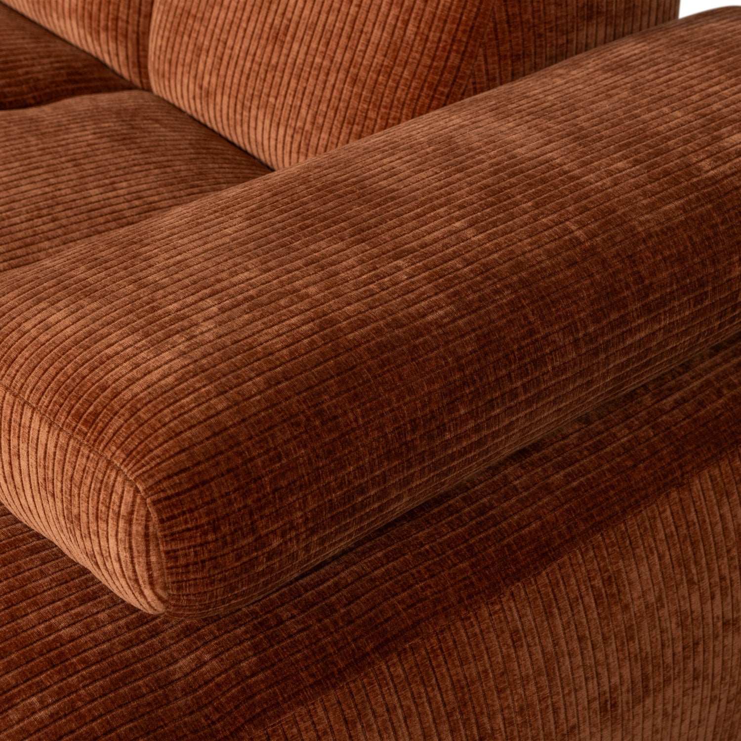 Rechtsseitige modulare Eckcouch MOJO aus braunem Cord