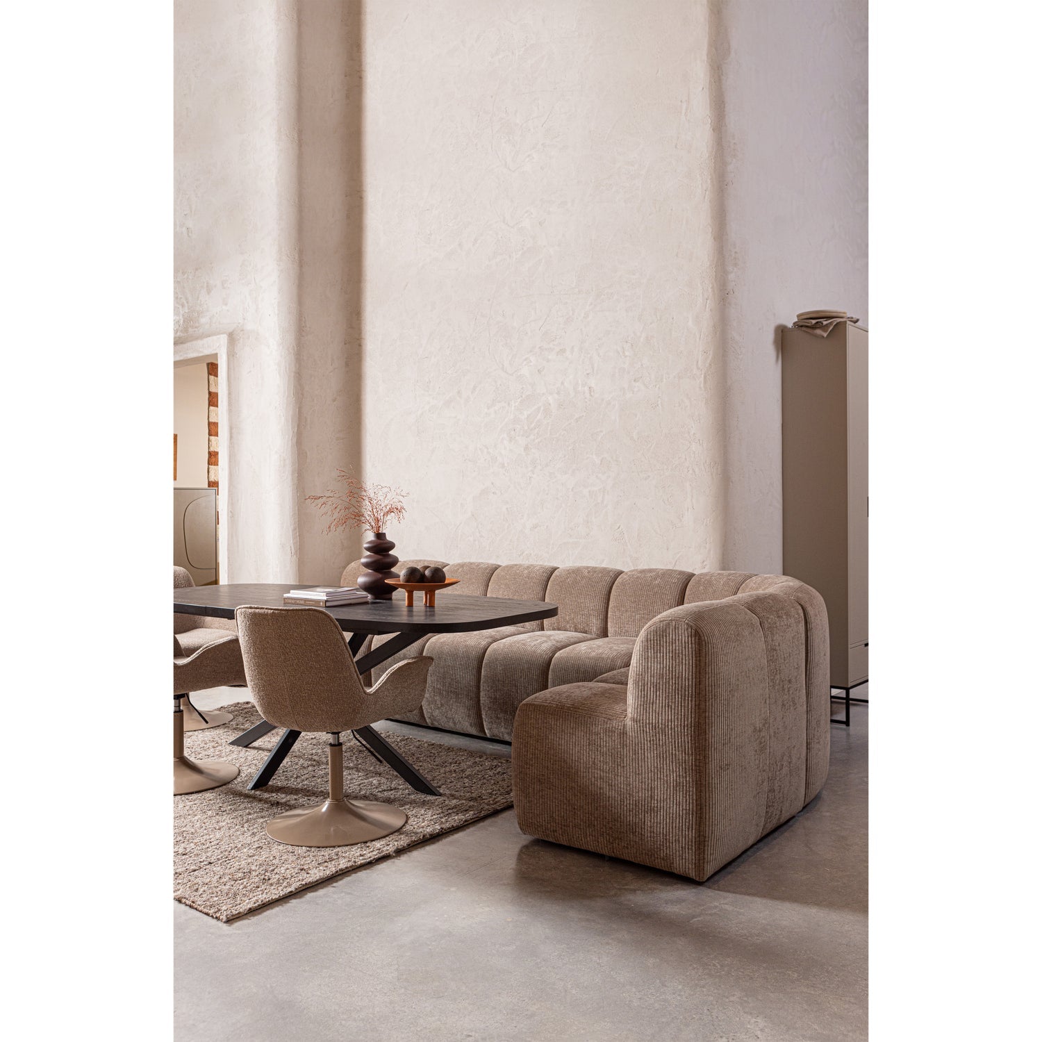 Armchair / MOJO BENCH module ecru lambskin
