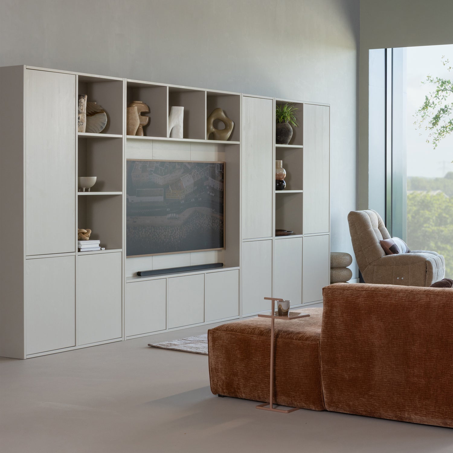 MEGGY wardrobe with shelves gray