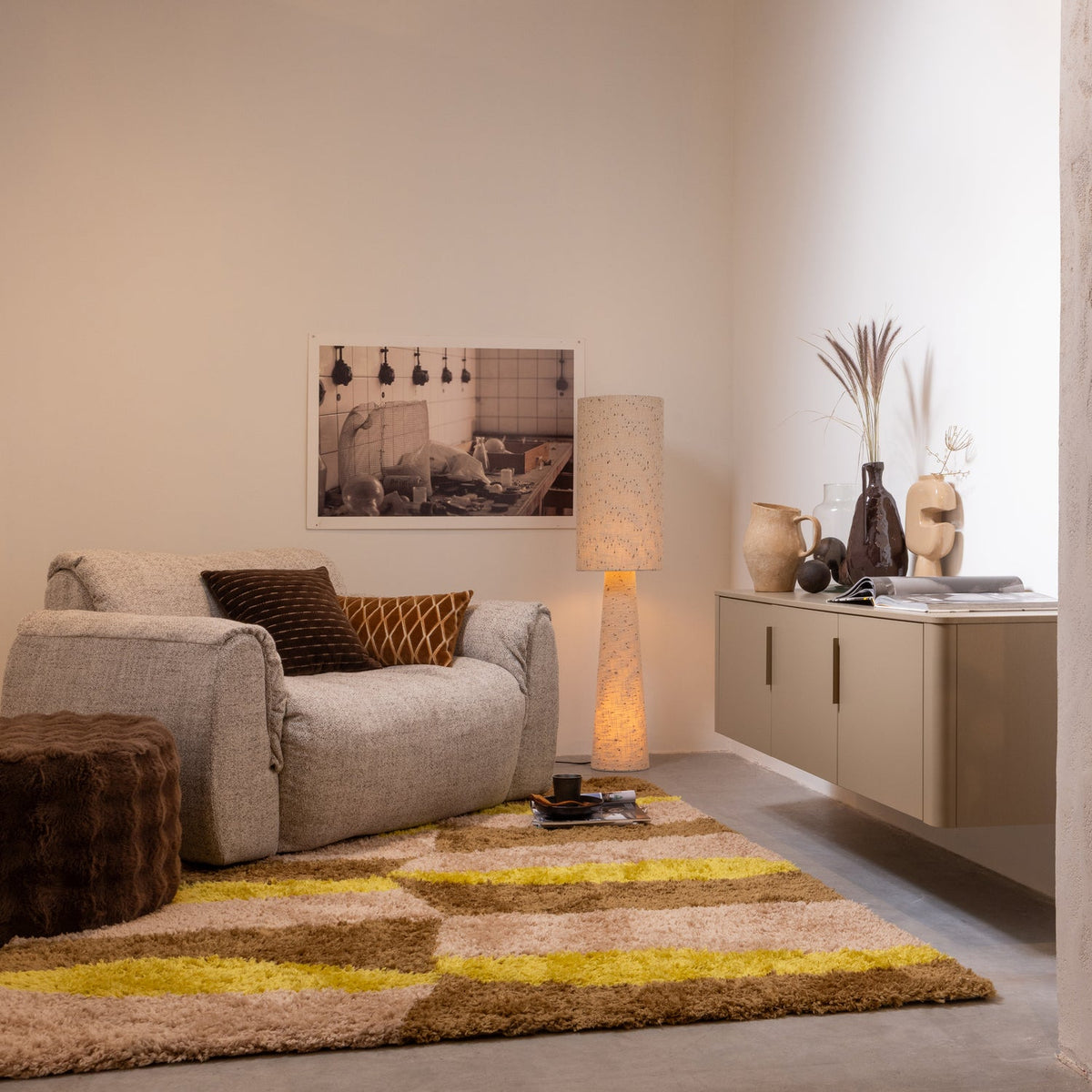 LOFT Cream Floor Lamp with Black Dots