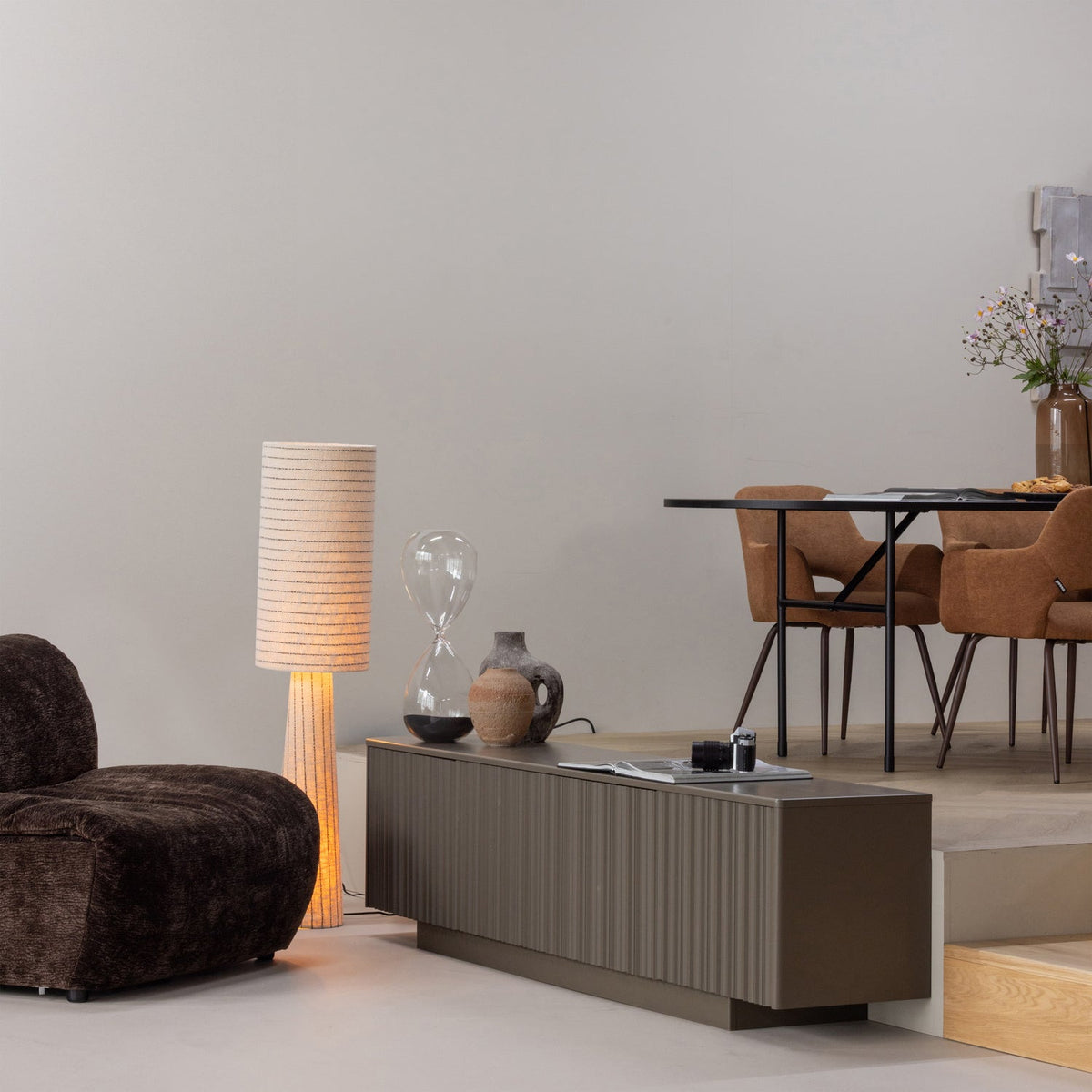 LOFT Cream Floor Lamp with Black Stripes