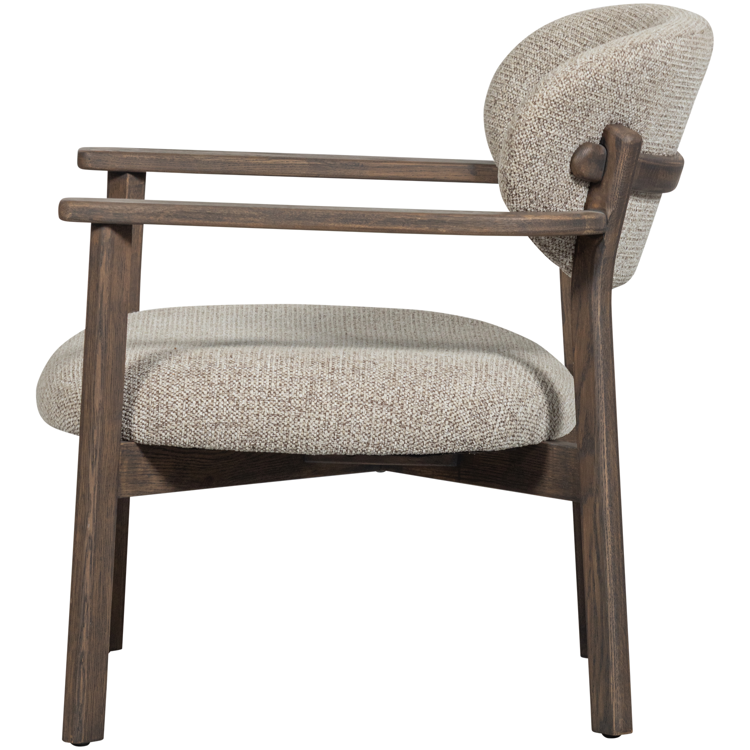 UDAR Armchair in Gray-Brown with Dark Brown Wooden Base