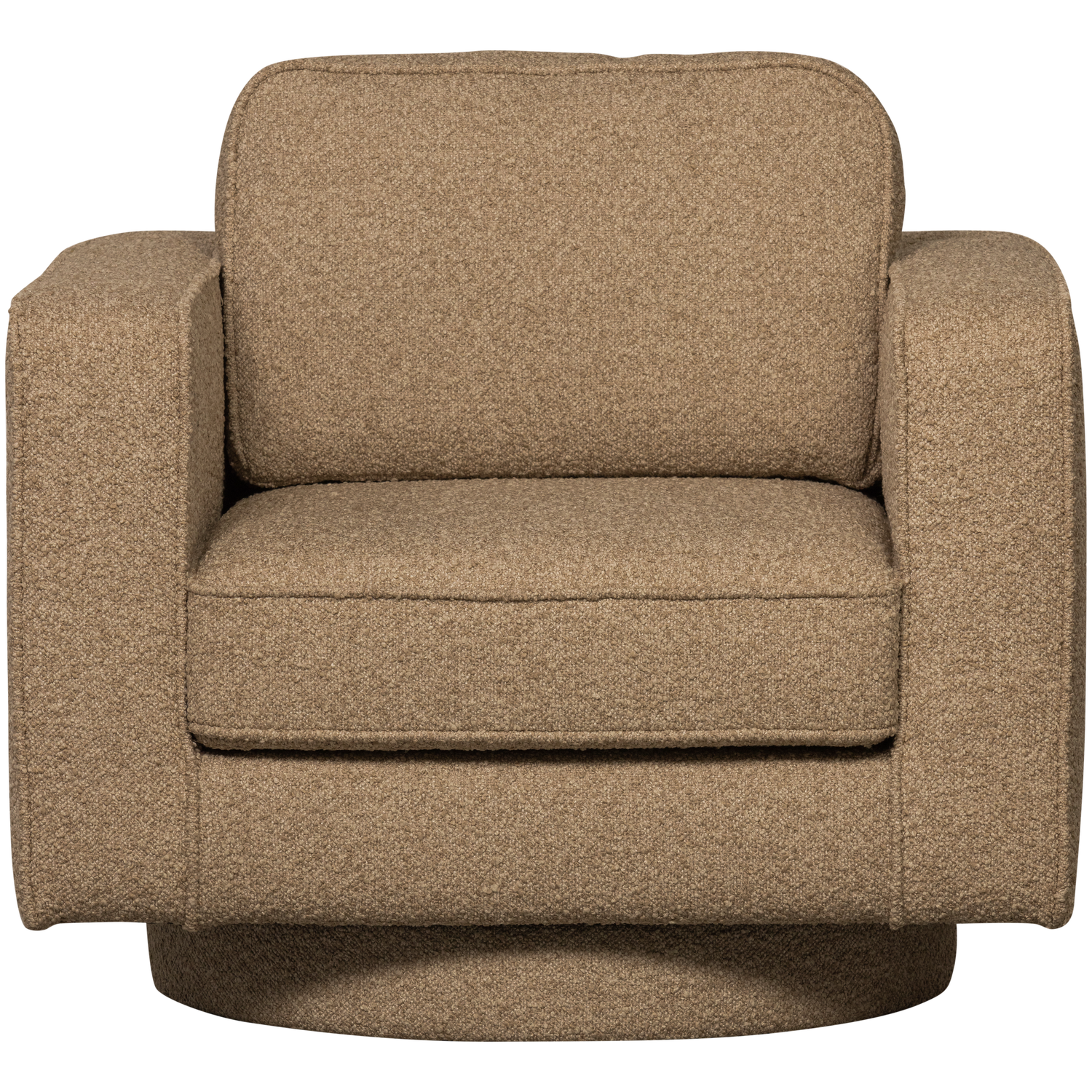 LAZY Brown Bouclé Swivel Armchair