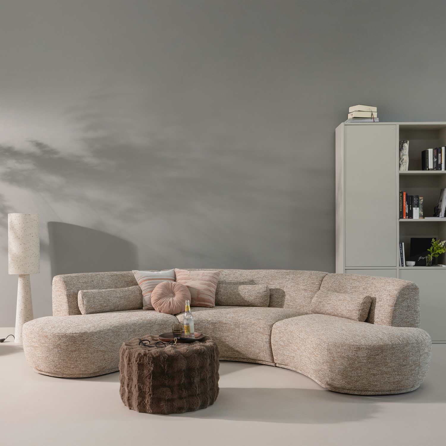BATAVIER Brown Mélange Semi-Circular Sofa for 6 People