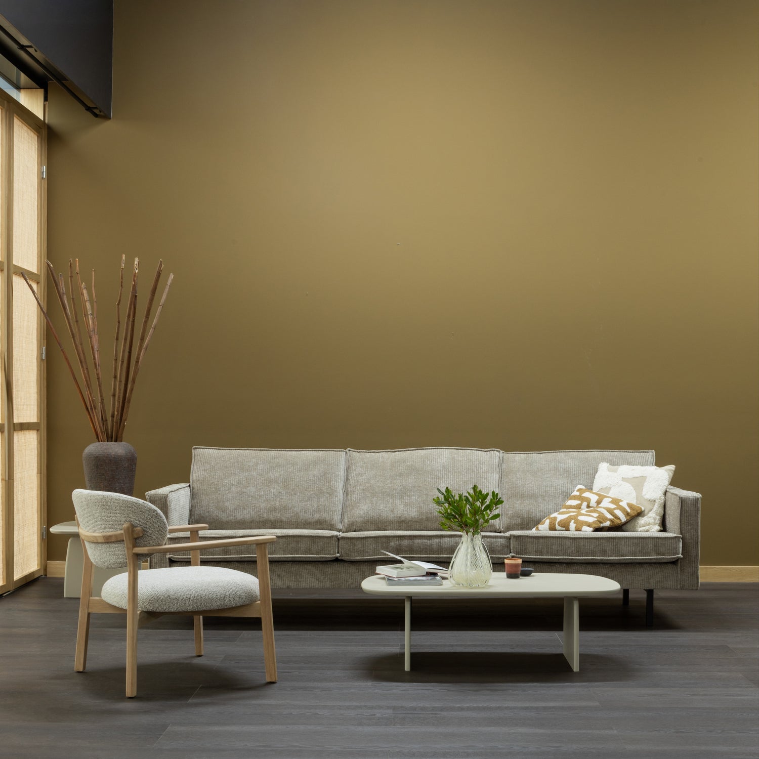 3-Seater Sofa RODEO Brown Corduroy