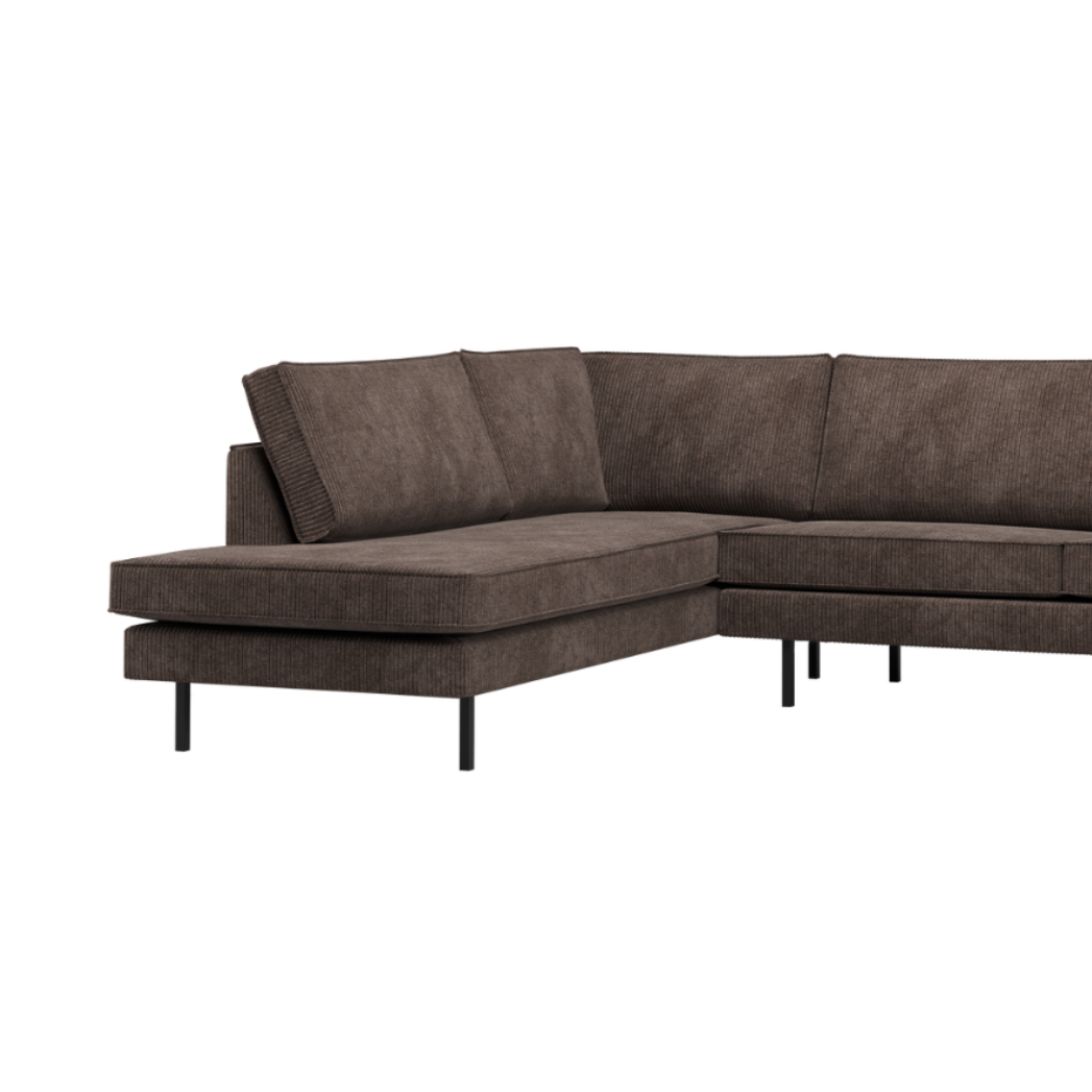 Left-facing corner sofa RODEO brown corduroy
