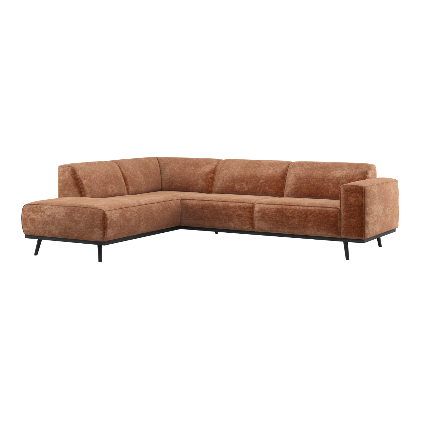 Left-facing STATEMENT corner sofa in brick chenille