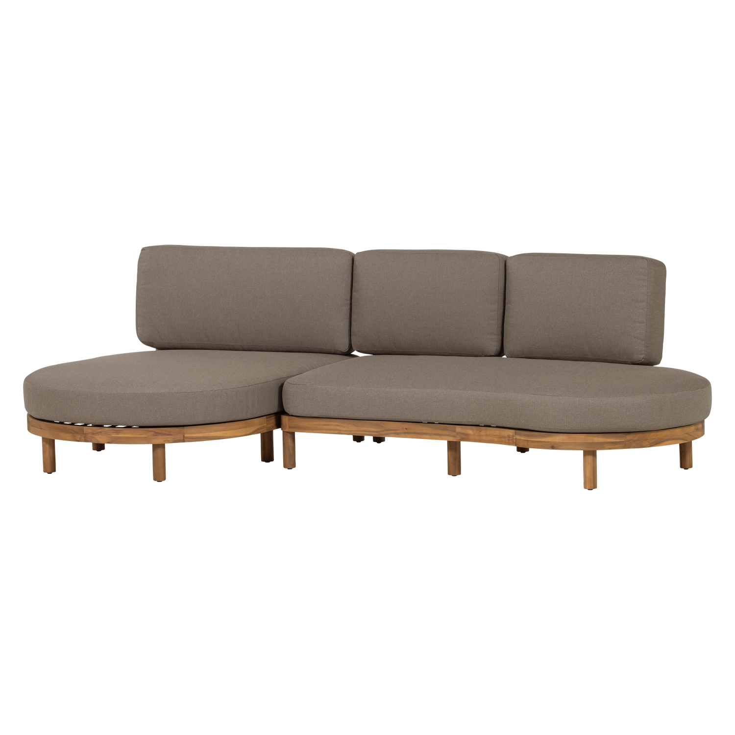 Left-sided garden corner sofa ZINTO gray with acacia wood base