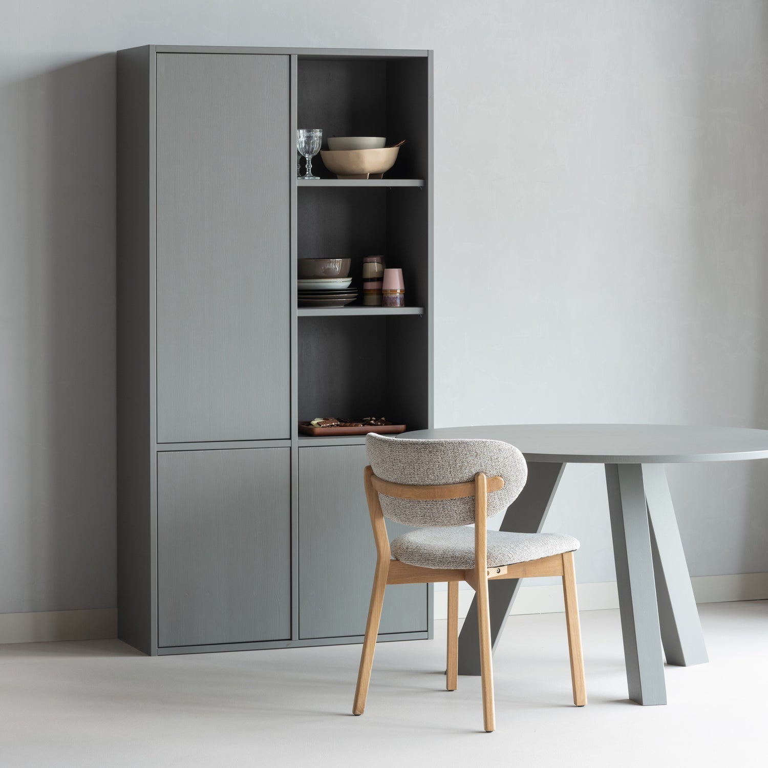 Round Table RHONDA TRIO Gray Oak Wood
