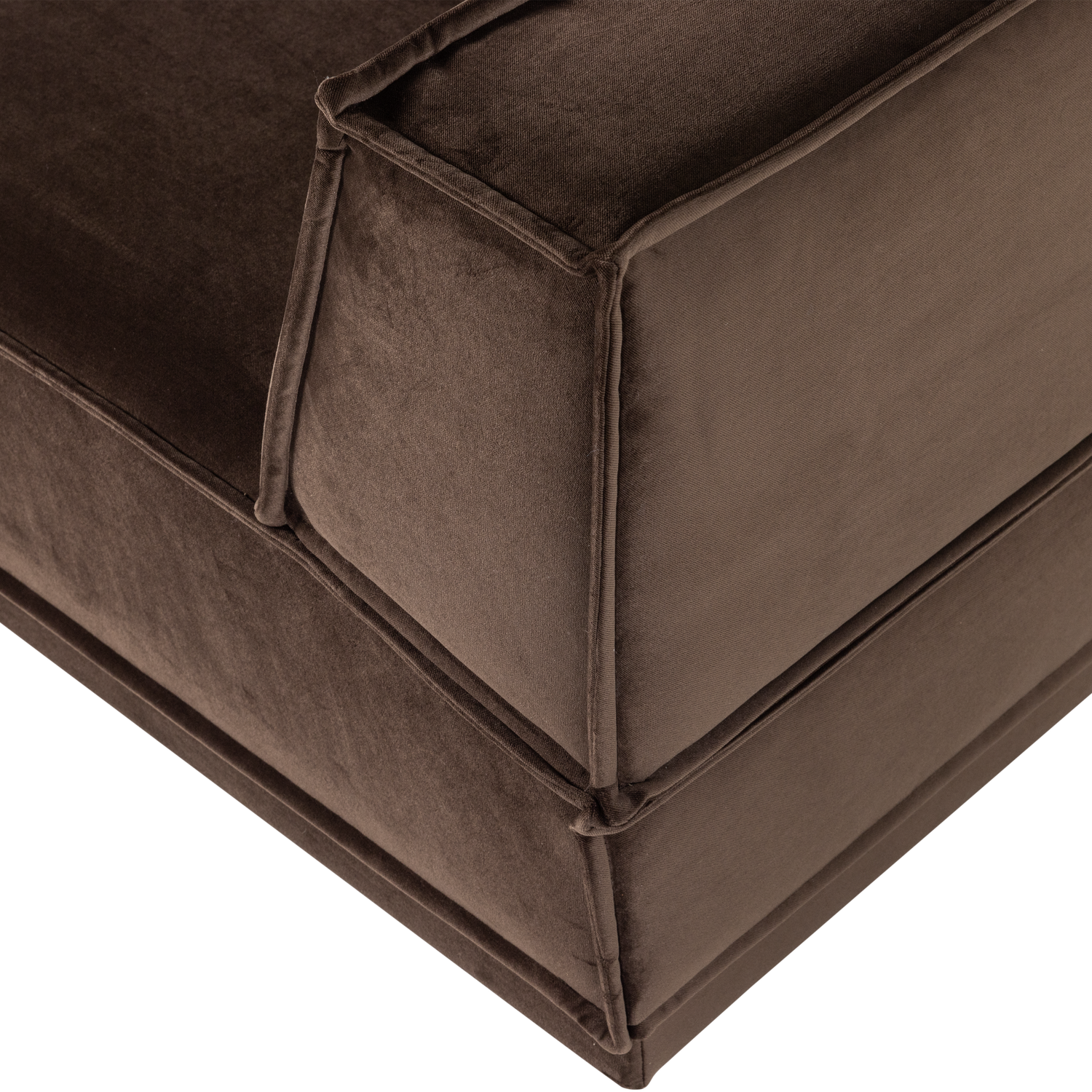 Left-facing Velvet Corner Sofa MANU in Brown