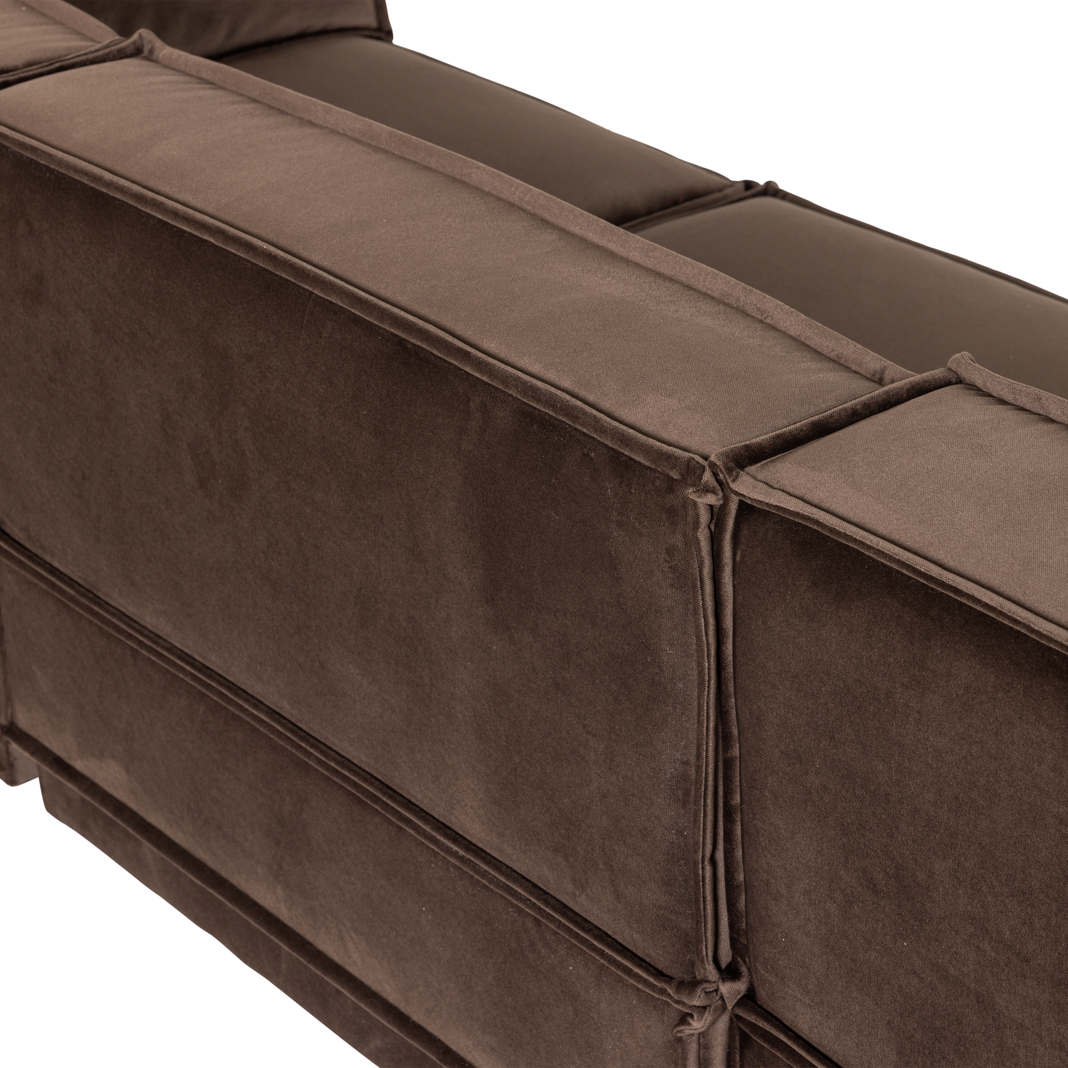 Left-facing Velvet Corner Sofa MANU in Brown