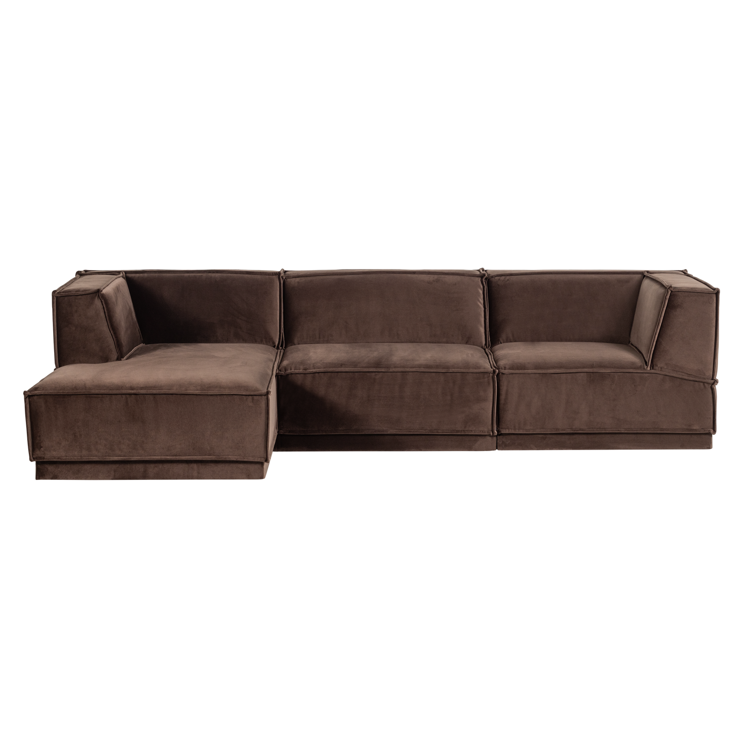 Left-facing Velvet Corner Sofa MANU in Brown